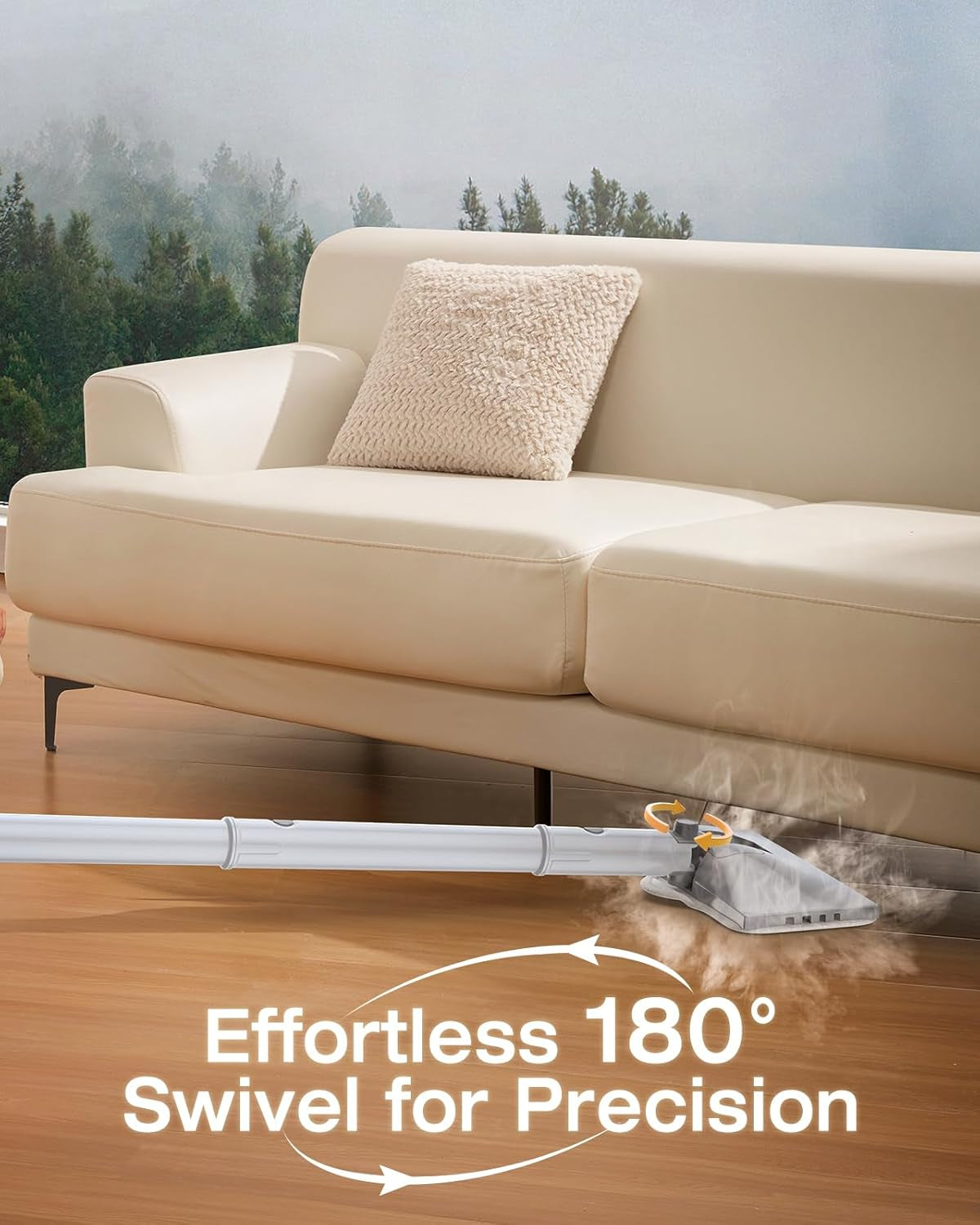 10-In-1 Steam Mop with Detachable Handheld Steamer,350Ml Tank, 10S Heat-Up, 248°F Steam Cleaner, 2-Level Control and Swivel Head for Floor,Carpet,Tiles, BBQ Grill,Car Accessories Clean White