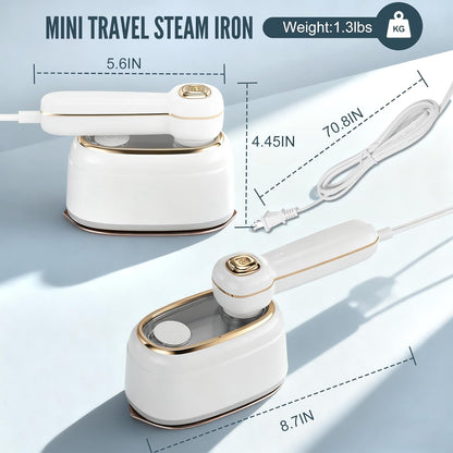 Travel Steamer for Clothes, 1200W Mini Travel Iron with Steam, Handheld Rotary Garment Iron, Wrinkle Remover, 10S Fast Heating, White, 1 Piece