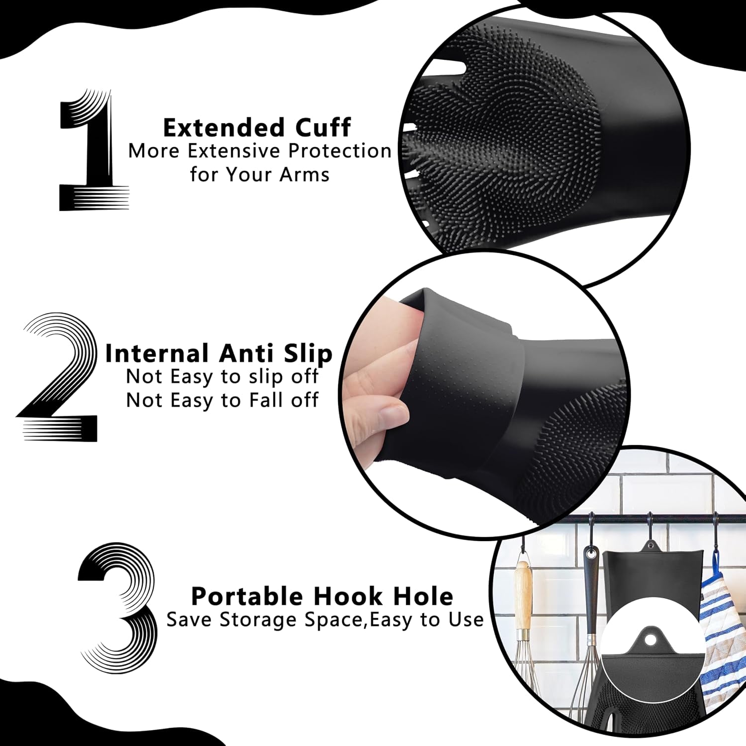 Pet Grooming Gloves—Dog Washing Gloves with High-Density Teeth | Dog Bath Scrubber with Enhanced Five Finger Design, Silicone Gloves for Dogs and Cats Bathing, Massage (Dark)