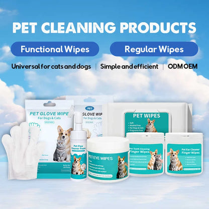 Dog Dental Wipes Pet Care Oral Cleansing Teeth Wipes Dog Teeth Finger Wipes Pet Teeth Cleaning Removing Tartar