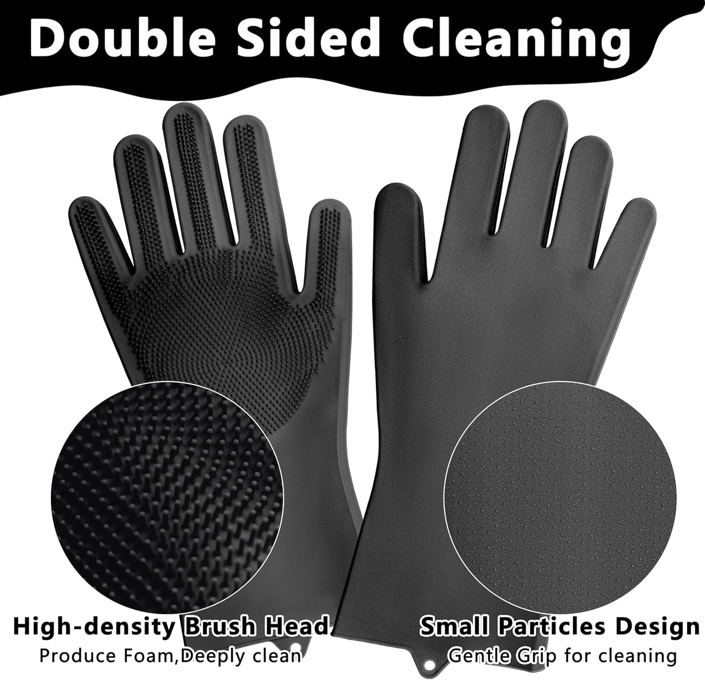 Pet Grooming Gloves—Dog Washing Gloves with High-Density Teeth | Dog Bath Scrubber with Enhanced Five Finger Design, Silicone Gloves for Dogs and Cats Bathing, Massage (Dark)