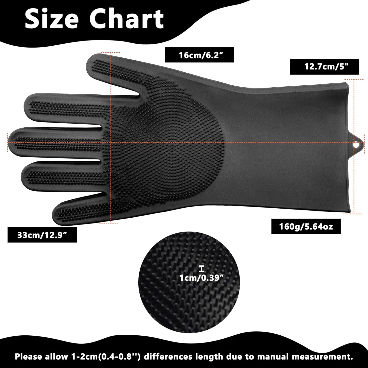 Pet Grooming Gloves—Dog Washing Gloves with High-Density Teeth | Dog Bath Scrubber with Enhanced Five Finger Design, Silicone Gloves for Dogs and Cats Bathing, Massage (Dark)