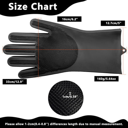 Pet Grooming Gloves—Dog Washing Gloves with High-Density Teeth | Dog Bath Scrubber with Enhanced Five Finger Design, Silicone Gloves for Dogs and Cats Bathing, Massage (Dark)